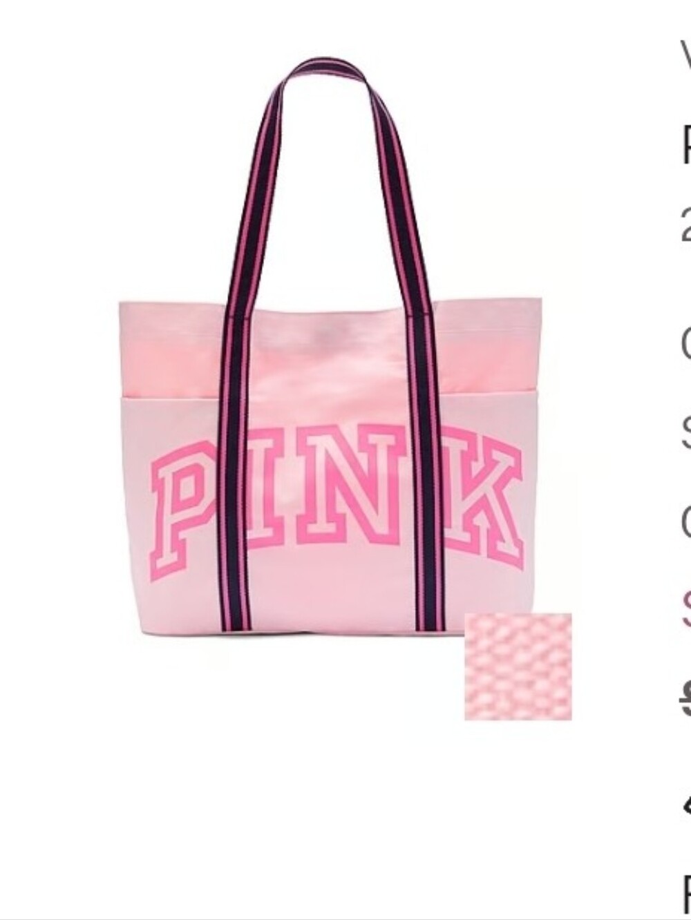 Nwt. PINK Victoria's Secret Large Pink Canvas Tote Bag